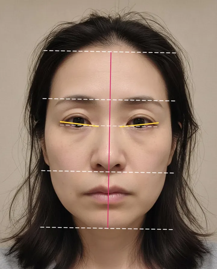 AIで作った架空の女性(実在しない人物)。顔面偏差値 42.6、伸びしろ大、たぬき顔。