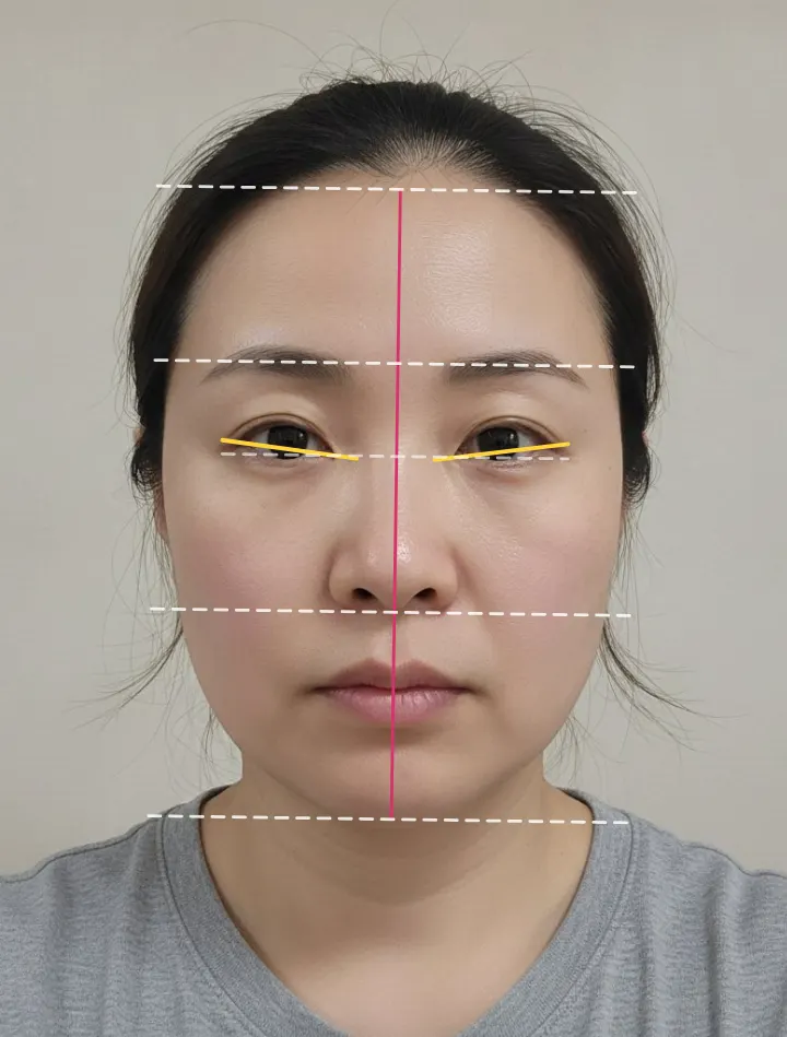 AIで作った架空の女性(実在しない人物)。顔面偏差値 49、雰囲気美人、たぬき顔。